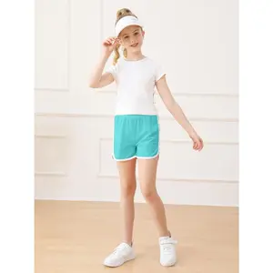 4 Packs Girls Soccer Shorts Girls Athletic Shorts Quick Dry Workout Dolphin Kids Active Shorts