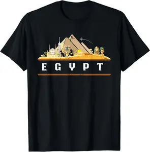 100%cotton Egyptian Pyramids Gift Idea Egyptian Culture T-Shirt Black Unisex-Adults
