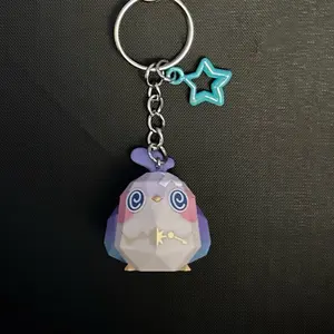 Origami Bird Keychain with Clip - Purple and Blue Design Featuring a Star Charm and Unique Bird Figure pendant gift