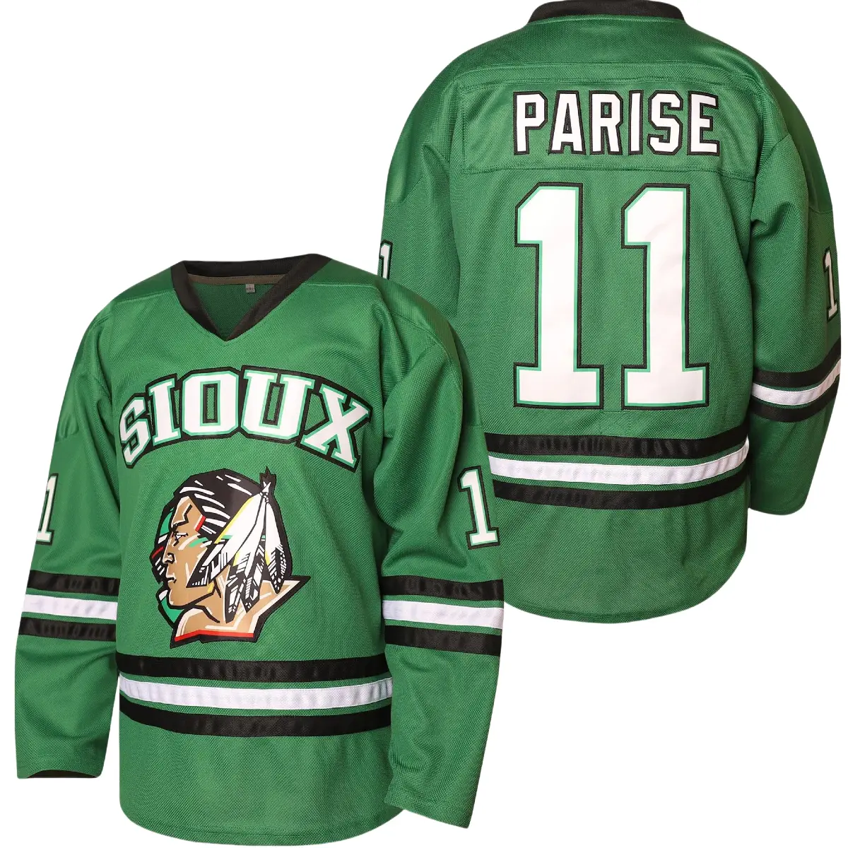 Men's #11 Zach Parise Jersey  Green Hockey Jersey