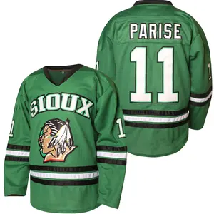 Men's #11 Zach Parise Jersey College Fighting Sioux Green Hockey Jersey UglySweater