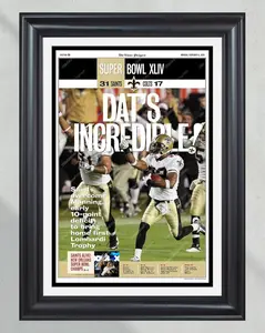 2010 New Orleans Saints First Super Bowl Win 'Dat's Incredible!' Poster Print Unframed Newspaper