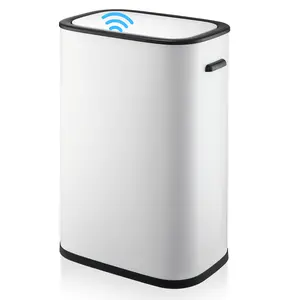 Rectangle Touchless Electronic Smart Trash Can – 15 Gallon / 55L Motion Sensor Stainless Steel Garbage Can with Lid, Automatic Kitchen Waste Bin for Kitchen & Office