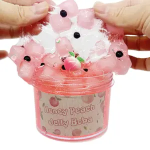 Jelly Cube Slimes Kit Anti Stress Crunchy Glitter Crystal Glue Boba Slimes Transparent Ultra Soft Non Stick  Fruit  Crystal Mud