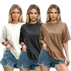 3 Pcs Women's Unisex Acid Washed T Shirts Baggy Cotton Tee Workout Gym Shirts Boyfriend Oversized Short Sleeve Tops