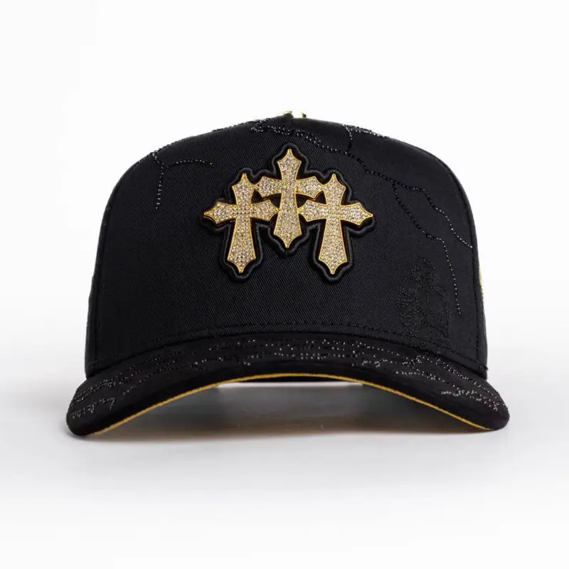 3 Cruces Black and Gold Kevin Hats