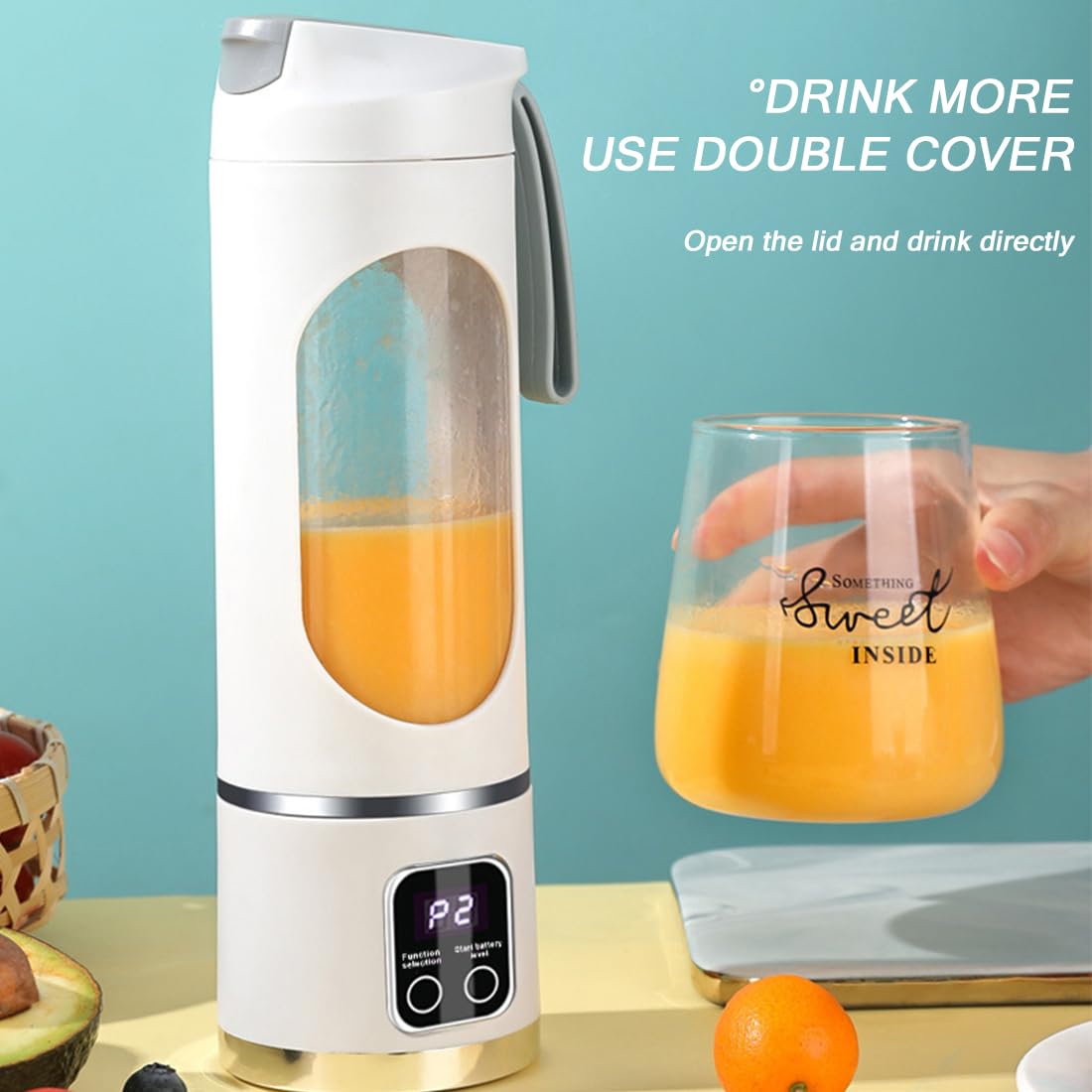 Best Mini Juicer Blender – 2-in-1 Ice Crusher & Smoothie Maker | Perfect for Liquid Diets, Fresh Juice, Shakes, Baby Food,Leak Proof Design,USB Rechargeable & Compact for Smoothies On-The-Go - Perfect Travel, Back To School & Gym!