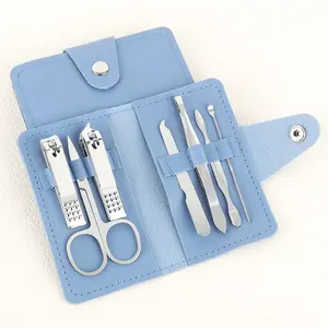 Premium 7-Piece Manicure Kit for Men & Women – Stainless Steel Nail Clippers Set with Leather Travel Case