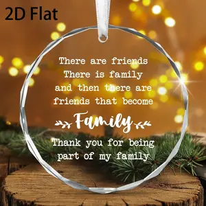 "Friends That Become Family" 2D Flat Glass Hanging Ornament - Prismatic Cut Decor, Sentimental Gift for Best Friend & Found Family indoor xmas countdown sister festive outdoor waterproof mom kid yard decoration w party joke package accessory neighbor play