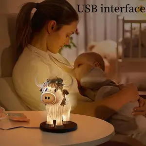 Cute Cow Design Table Lamp, 2 Counts Creative Animal Design Desktop Decoration, Home Decor for Living Room Bedroom Study Room