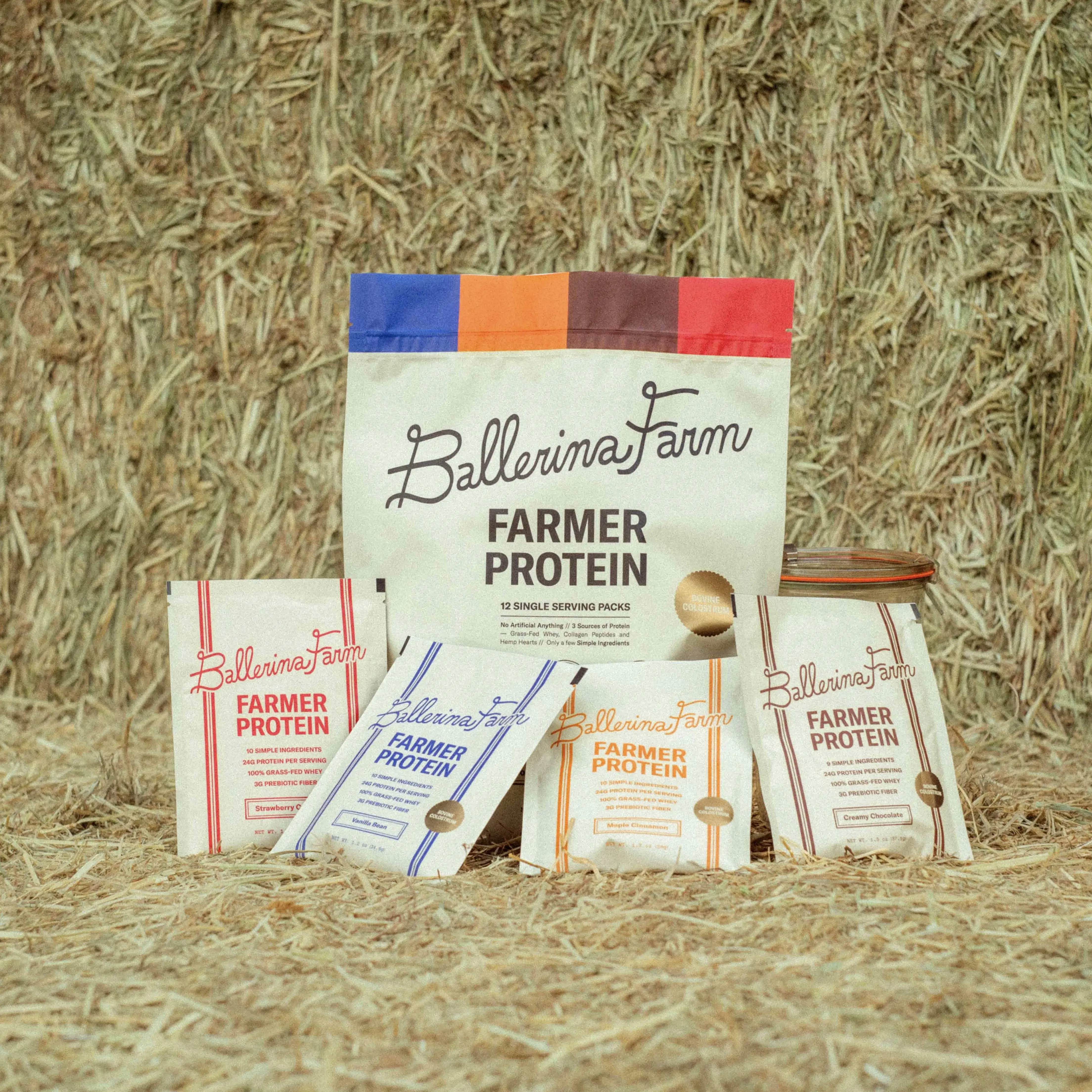 Farmer Protein Powder Variety Pack - 12 Servings with Colostrum and Collagen