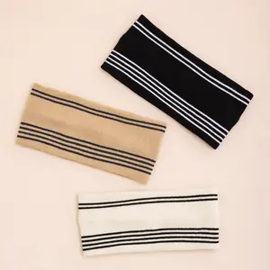 Women's Classic Striped Knit Headband, Sports Headband Breathable Sweat-Absorbing Sporty Design, Perfect for Outdoor Activities & Daily Wear