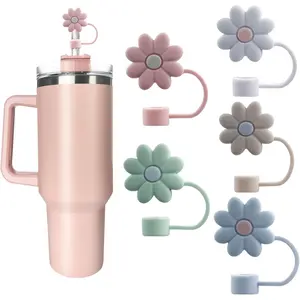 5Pcs Silicone Straw Covers and Caps Compatible with Stanley Cups, Dust-Proof Straw Toppers for Stanley Tumbler with Handle Velaco