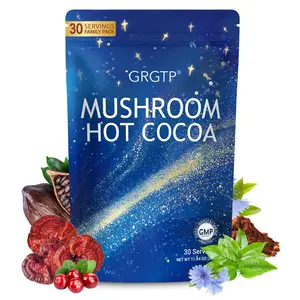 GRGTP Mushroom Hot Cocoa - Reishi & L-Theanine Adaptor Hot Chocolate Blend with Melatonin and Glycine for Supporting Sleep Health. 30 Servings (1 Packet)