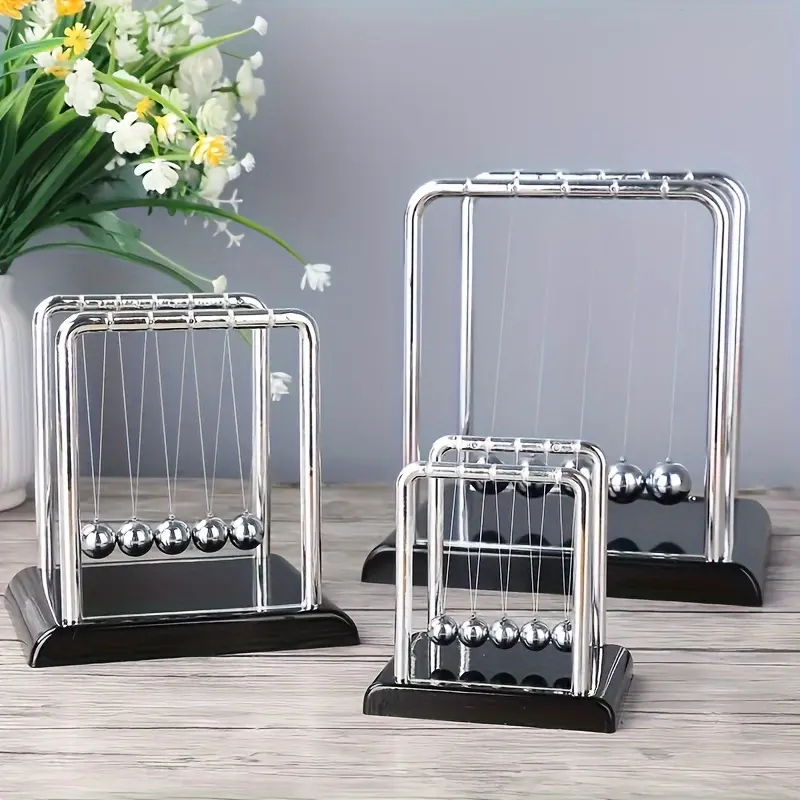 Newton's Cradle Balance Balls - Uncharged Plastic Desk Decor, Decorative Physics Demonstration Ornament, Medium Home Decor Tabletop Accessory, Casual Tabletop Accessory