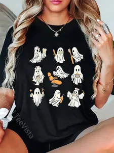 100% Cotton Unisex Halloween Dentist Dental Assistant Dental Hygiene T-Shirt Vingate Printed Casual Round Neck T shirt