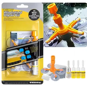 Windshield Repair Kit, 4 PCS Car Glass Repair Tool for Chips & Cracks, Fix Bullseye, Star & Small Cracks