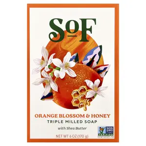 SoF Triple Milled Bar Soap with Shea Butter, Orange Blossom & Honey, 6 oz (170 g)