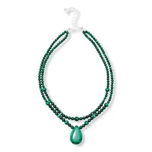 Mine Finds by Jay King Sterling Silver Malachite 2-Strand 18" Necklace