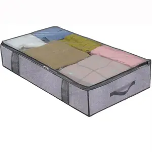 Sturdy Under Bed Shoe Storage Organizer, Fits 14 Pairs, Reinforced Handle, Underbed Shoe Container Bags for Closet, Space-Saving Design, Garment Organizer