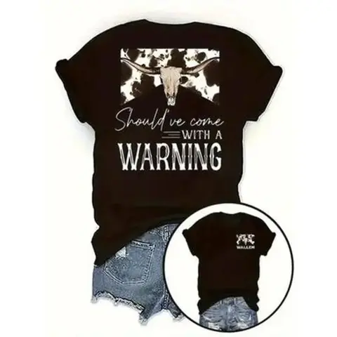 Women's Pure Cotton Blend Short-Sleeve Casual Trendy Graphic T-Shirt - Western Dairy Cow Double-Sided Printed Round Neck Sports Top for Holiday Streetwear