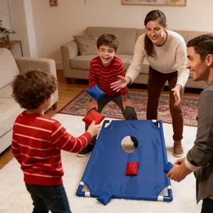 【SUMNEW-US】Red And Blue Portable Corn Hole Game Set, Foldable And Durable, Including 6 Bean Bags And 1 Storage Bag, Christmas Gift Box Training Throwing Game