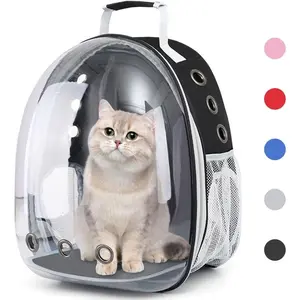Pet Backpack Carrier with Harness Backpack with Bubble Clear Front for Cats, Small Dogs, Bunnies etc with Harness Included, Pet Carrier for Traveling, Walking, Hiking and Outdoor Activities