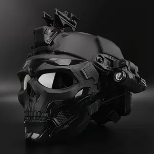 FAST Skull Mask and Helmet Set Adjustable Knob for Outdoor Activities Cosplay Photo Props Bar Club Rave Party Supplies Gift Collection Halloween Music Festival VH311857