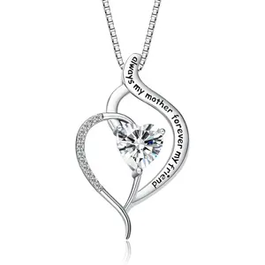Eternally Connected Mother and Child Necklace – Heart-shaped pendant gift for mom, sterling silver jewelry, suitable for Mother's Day or birthdays, holiday gift, exquisite present