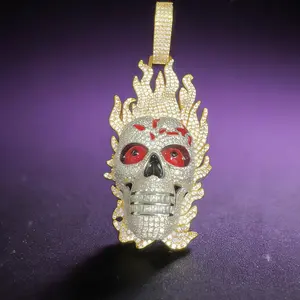 2412 Dark Flaming Skull Iced Out Pendant | Iconic Hip-Hop Culture Trend Item