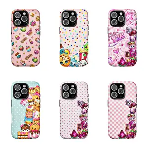 Shopkins Cute Snacks Print Phone Case Compatible With IPhone 11/12/13/14/15/16 /17Pro, Shockproof, Creative Handpainted Design, Gift For Girlfriend, Waterproof, Anti-Fall, Scratch Resistant