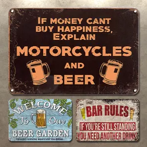 3Pcs 30x40cm Retro Iron Tin Print Hanging Wall Signs - Vintage Metal Decorative Plaques, Home Decor, Ideal for Door & Bar Use, Thoughtful Gift