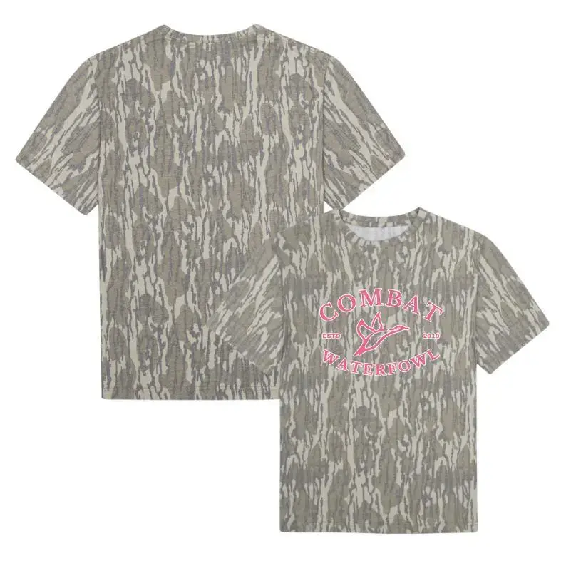 Mossy Oak Camo Pink Combat Waterfowl  Shirt, Bottomland Camo Unisex Outdoor Tee, Cam Hunting 3D Tee, Patriotic Streetwear Camo Shirt, Hunting Graphic Tee, Unisex Outdoor Casual Shirt