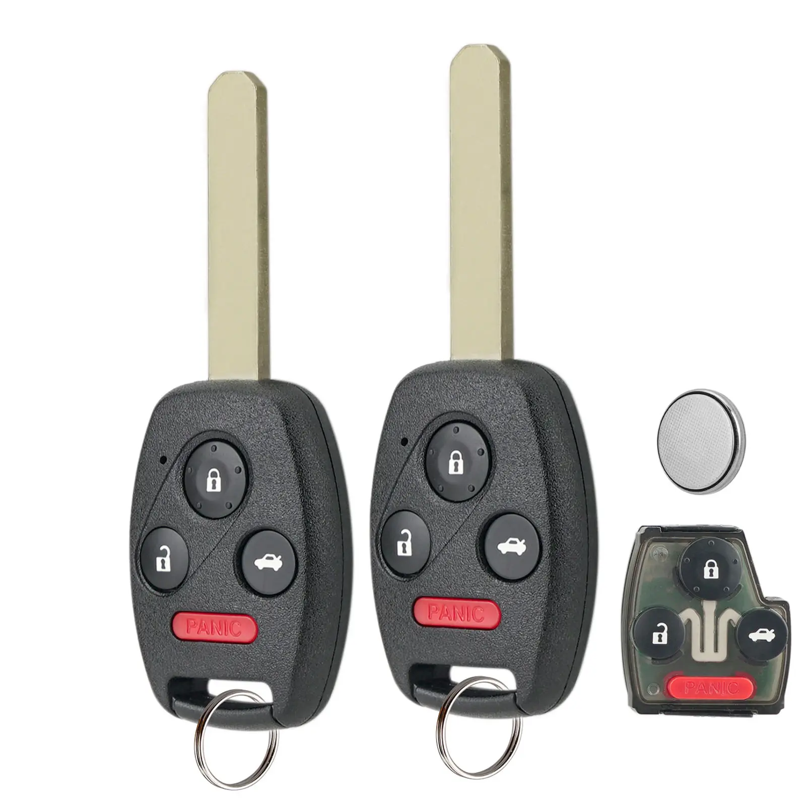 2 x Remote Key Fob - 4-Button OUCG8D-380H-A Keyless Entry Car Remote Key, Replacement Auto Part, Accessories for Car, Compatible with 2003-2007 Honda Accord & CRV