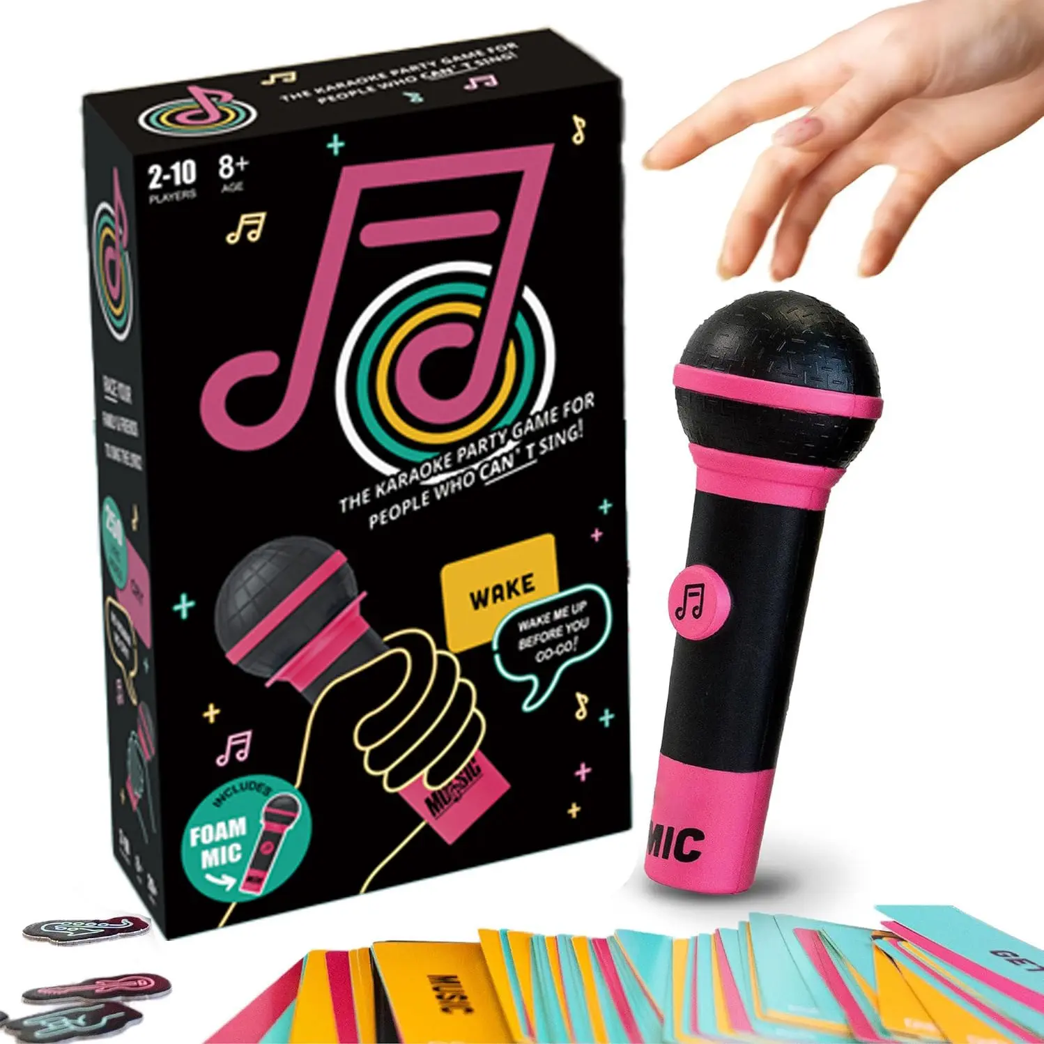 Desktop Karaoke Game Set, Family Party Game, Family Fun Game, Includes Foam Microphone and 125 Word Cards, Perfect for Home Gatherings