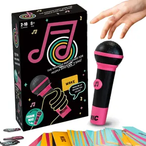 Desktop Karaoke Game Set, Family Party Game, Family Fun Game, Includes Foam Microphone and 125 Word Cards, Perfect for Home Gatherings