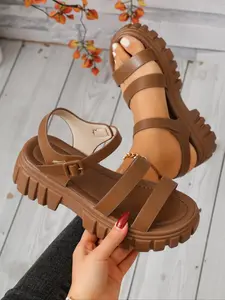 Women's Fashionable Solid Color Platform Sandals, Casual Versatile Platform Sandals for Summer, Lightweight Breathable Comfortable Shoes for Daily Wear Flatform