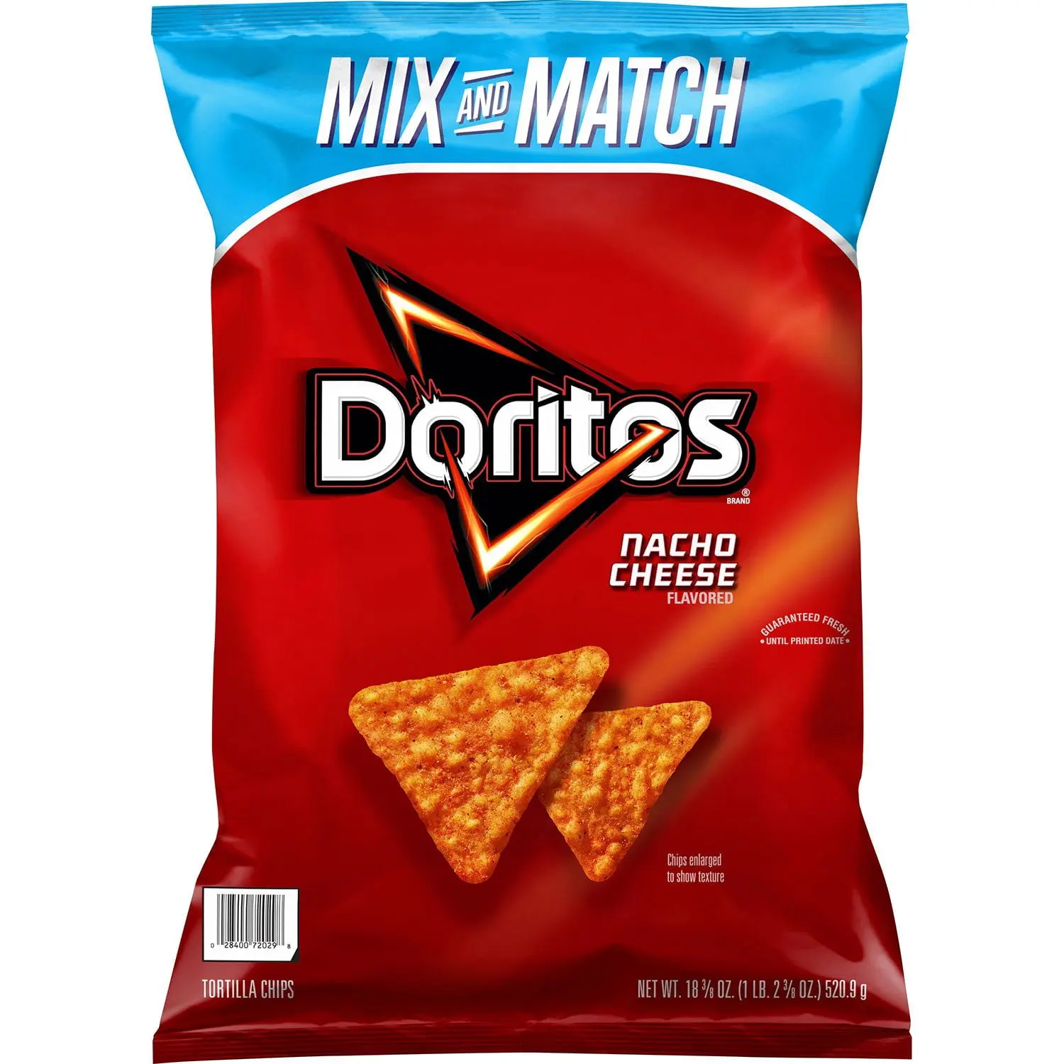 Doritos Crunchy Nacho Cheese Flavored Corn Tortilla Chips Snacks - 18.38 oz, Made with Natural Ingredients Including Onion Powder, Garlic, Sunflower Oil, Sugar, Salt, Whey (Milk), Protein, Maltodextrin