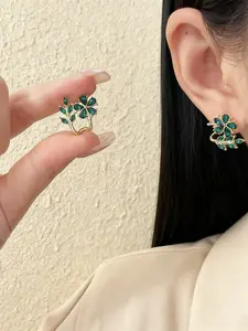 Elegant Crystal Leaf Earrings Set, Stud Earrings, Natural Fresh Design, Perfect for Daily Wear & Commuting, Stylish Jewelry Accessories