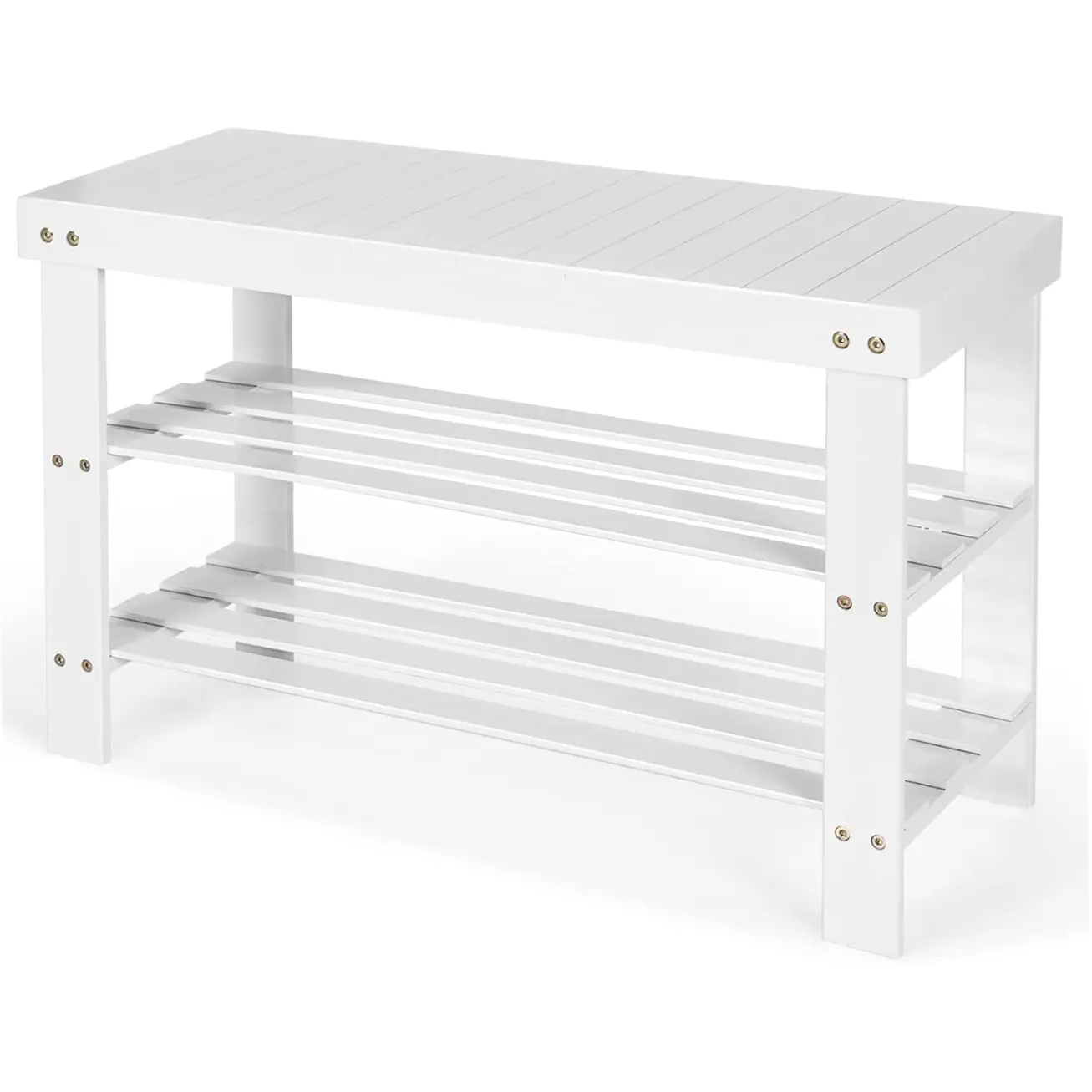Simple modern creative storage bench cushion bench shoe benchShoe Rack Bench 3-Tier Bamboo Shoe Shelf Organizer Entryway Bench Holds up to 220 lbs, Shoe Storage Rack for Hallway, Bathroom, Living Room (White)