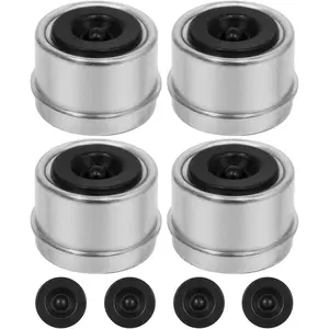 2.44" Trailer Axle Wheel Hub Dust Caps, Bearing Center Replacement Trailer Cup,Trailer Hub Grease Cap with 4 Rubber Plugs Fit for Most 5200 to 6000 Ib