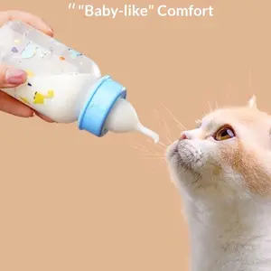 OEM Baby Bottle for Newborn Kittens & Puppies PP Food Grade Silicone Feeder with Cartoon Animal Print Nipple Cat Supplies