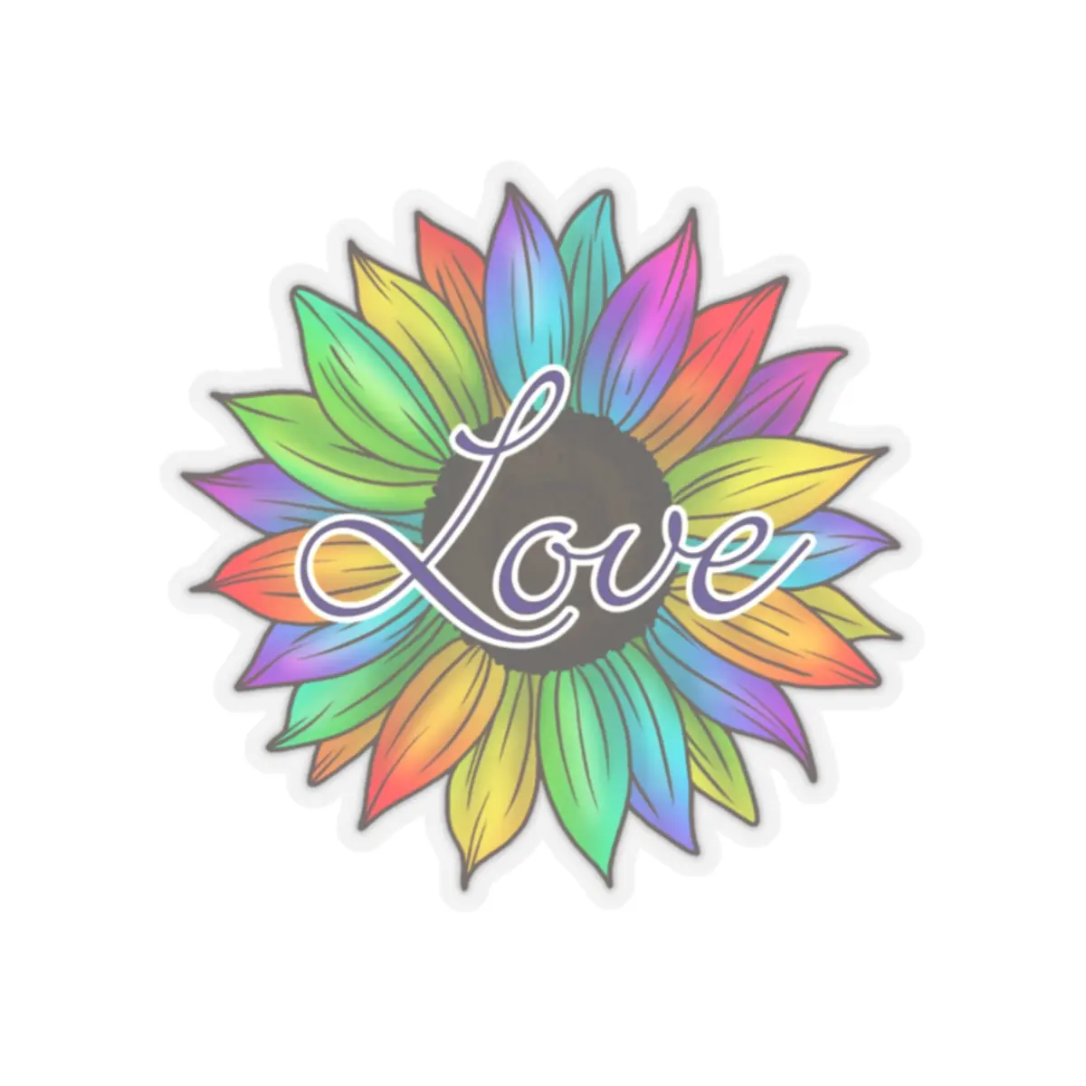 Rainbow Love Sunflower Stickers