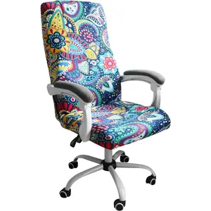 Large Stretchable Boho Printed Washable Durable Office Chair Cover for Computer Chair with Armrest