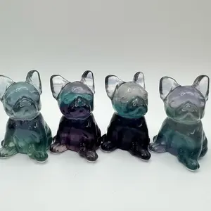 High Quality Fluorite Cute Carvings - Frenchies and Poodles carvings~ Natural Crystals, Protective & Stabilizing, Clearing negative Energies, Promote Growths & Vitality in Plants.