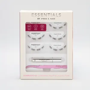 Essentials Complete Kit - 5 Day Wear - DIY lashes kit - lash extensions kit  - 5 styles - Pro Lash - 3 sets - tweezer - short wear-  Adhesive - glue