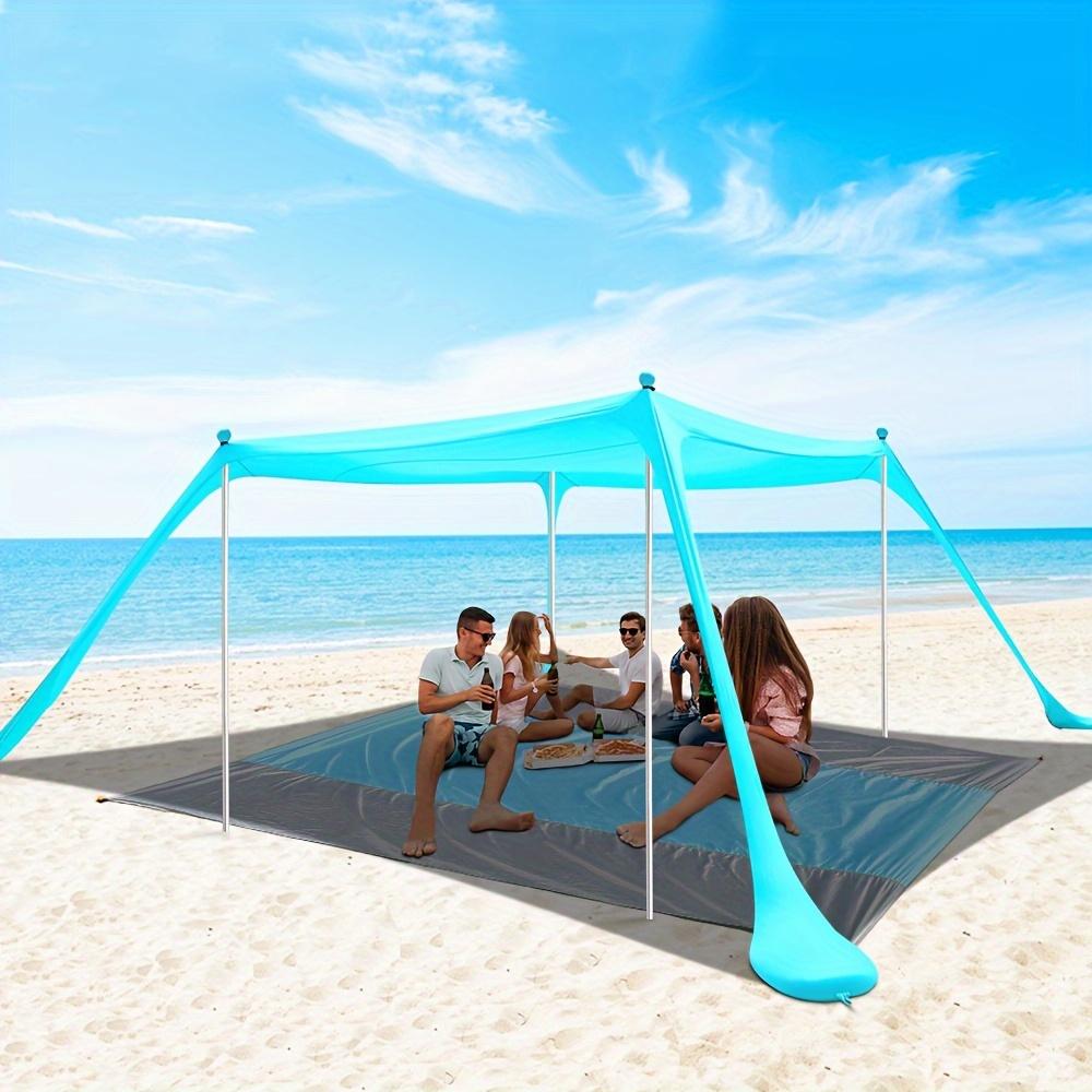 Beach Tent Canopy 10'x10' Beach Tents Sun Shelter 6-8 Person Beach Canopy Tent Sun Shade Easy Setup Pop Up Beach Shade Canopy Portable Beach Tent UPF 50+ Waterproof Windproof Beach Canopy