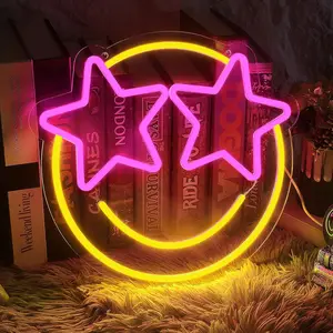 Smile Neon LED Wall Lamp, 5-Level Dimmable Brightness, Fun Room Decor for Bedroom, Dorm, Game Room, Bar, Wedding, Birthday Party