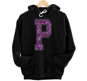 Leopard Cheetah Print Capital Letter P Monogram Initial Pink Hoodie, Sweatshirt, T-Shirt