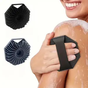 New Silicone Polygonal Shower Brush Portable Wall-mounted Silicone Shower Hexagonal Shower Brush, Soft Silicone Desquamating Body Scrub, Deep Body Cleansing Desquamation, Easy-grip Shower Brush, Cleaning Supplies